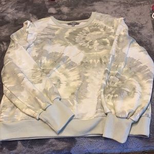 Women’s Large Marled Green Tie-Dye Ruffle Sweatshirt